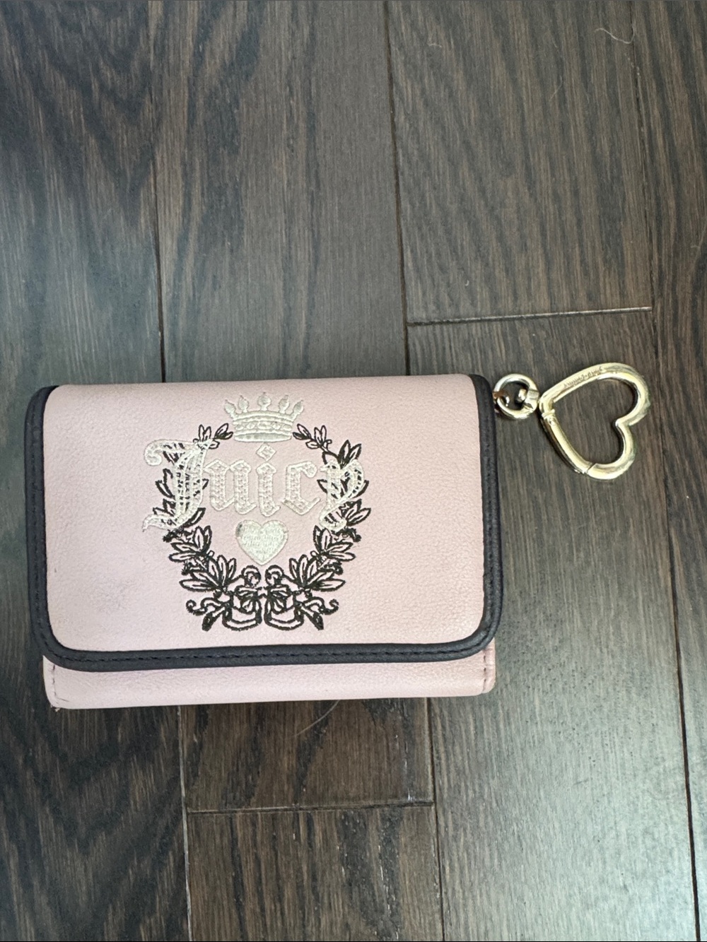 Juicy Couture Light Pink Trifold Wallet with Heart Charm Keyring